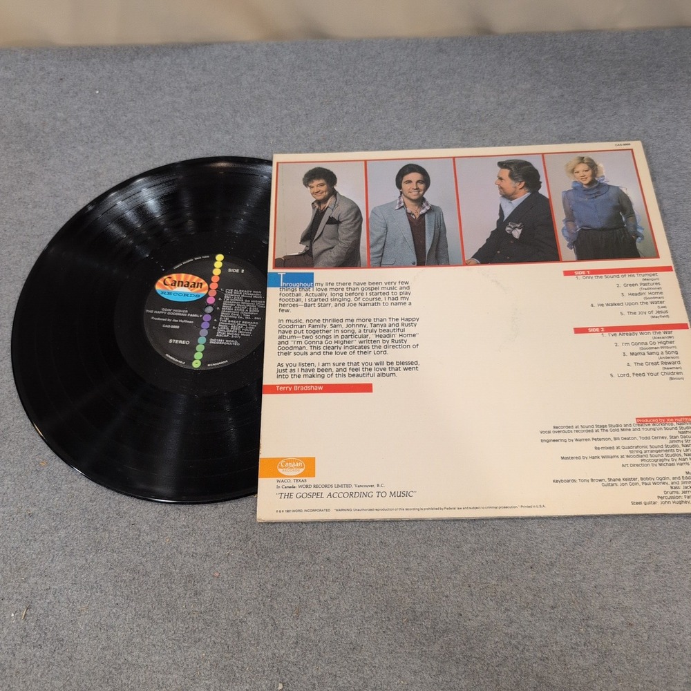 The Happy Goodman Family Goin Higher Vinyl LP Canaan Records CAS-9868 Gospel - Picture 2 of 2